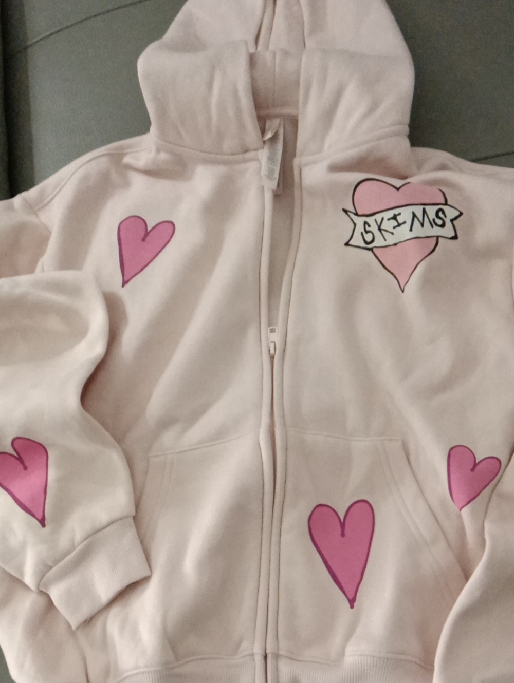 NEW SKIMS Limited Edition Light Pink Heart Zip Hoodie (M) - NWOT
